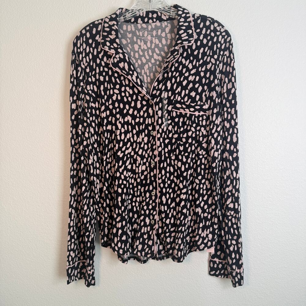 NWT Victoria's Secret Size S Long Intimate Pajama Long-sleeve Shirt Black Pink